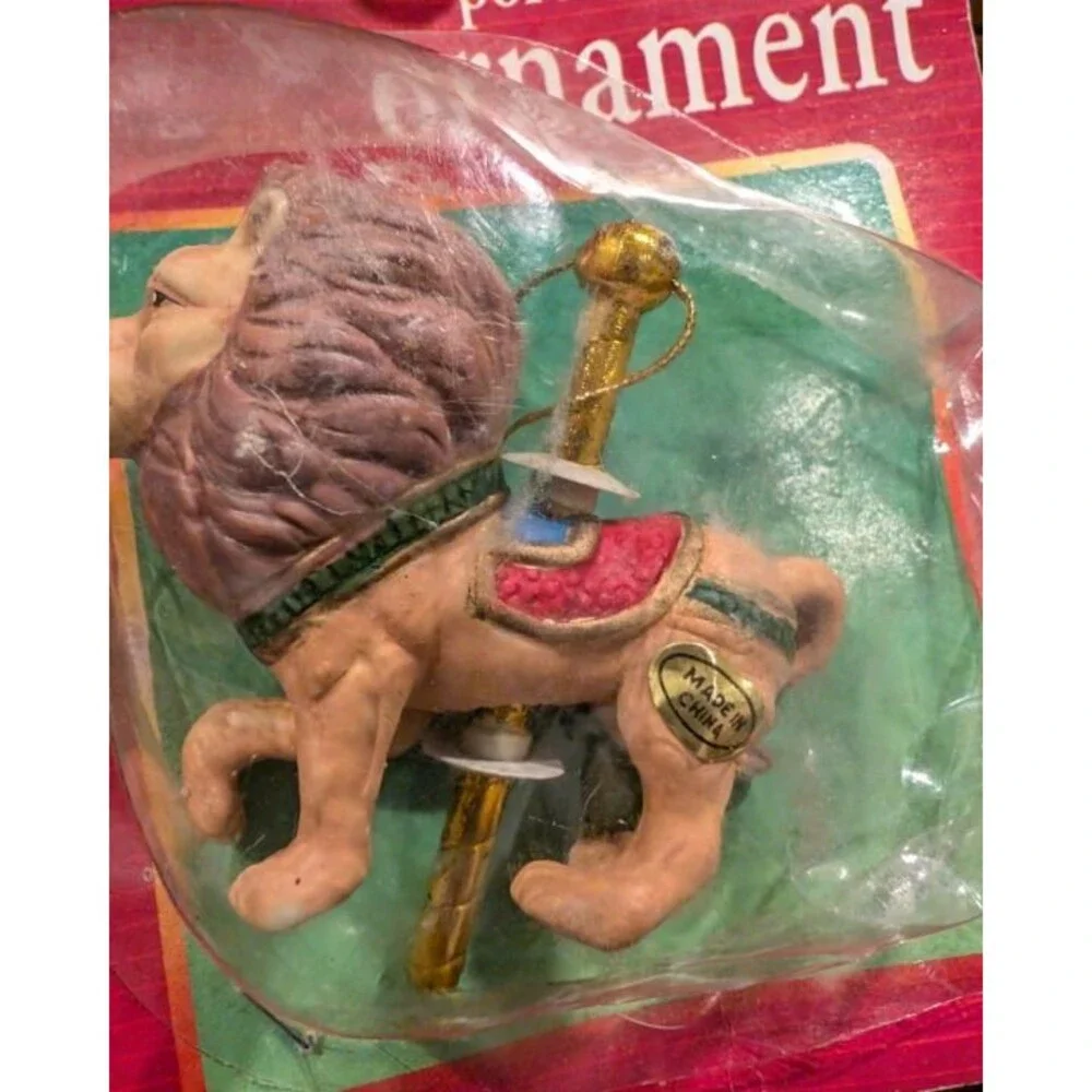 Lion Carousel Ornament Christmas Tree Vintage Porcelain